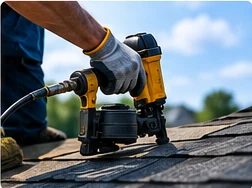 Roofing installation close-up